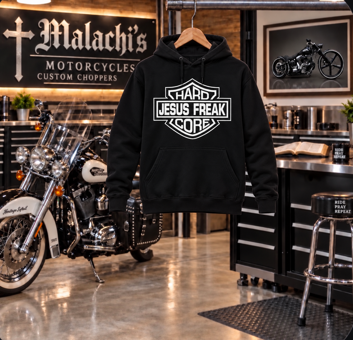 HARDCORE Jesus Freak Front Print Hoodie